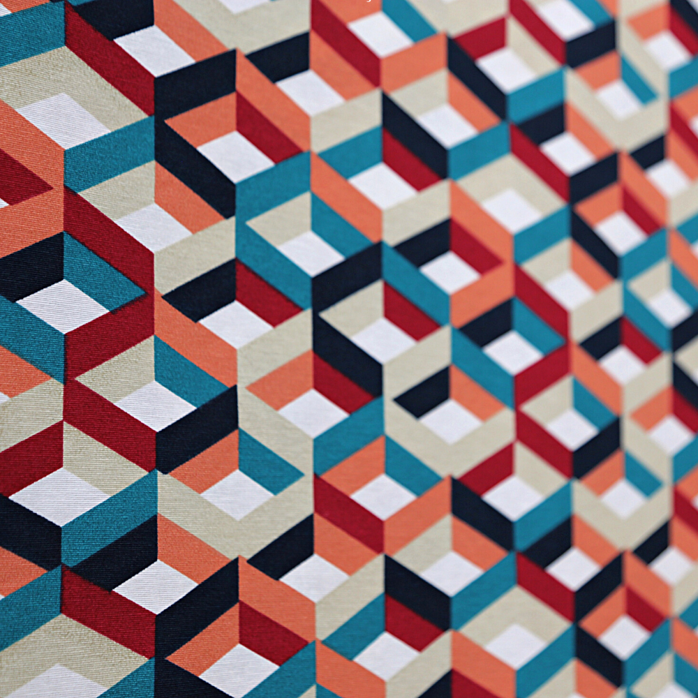 Tecido Jacquard Acquablock - Geometrico Azul Turqueza - 4038