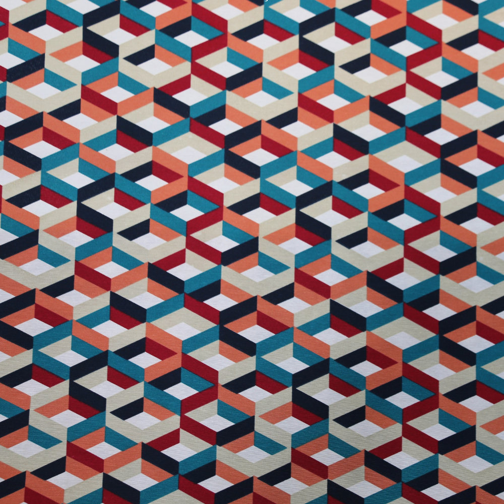 Tecido Jacquard Acquablock - Geometrico Azul Turqueza - 4038
